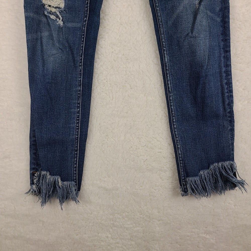 Vigoss Jeans Womens 27x27 Blue Jagger Skinny Fray Distress Dark‎ Wash Denim - Picture 2 of 14